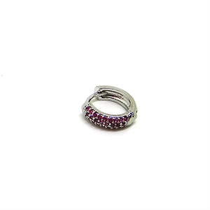 Argola Click com Pedras Vermelhas