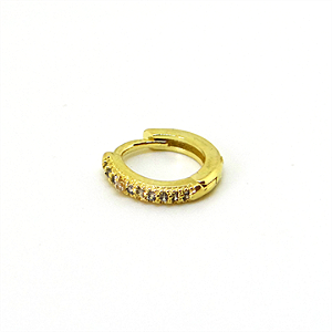 Argola Click Dourada com Pedras de Zircônia