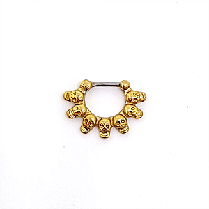 Argola Torção Dourada Caveiras