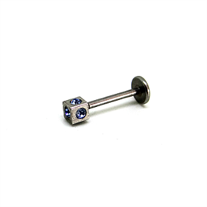 Labret Dado Cravejado Azul