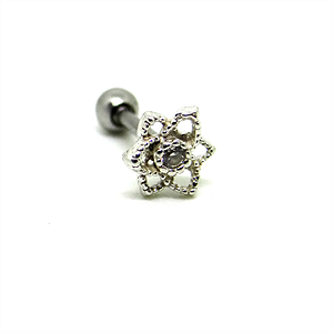 Mini Barbell em Prata Flor