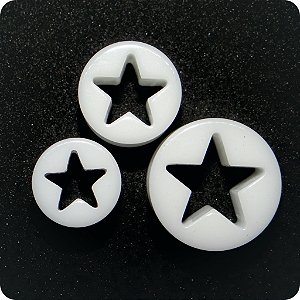 Alargador ACRÍLICO PLUG BRANCO ESTRELA VAZADA. (Unid.)