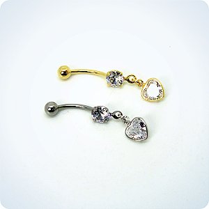 BANANA BELL - 2 PEDRAS PINGENTE CORAÇÃO.  (Unid.)