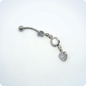 BANANA BELL - 3 PEDRAS. PINGENTE CORAÇÃO. (Unid.)