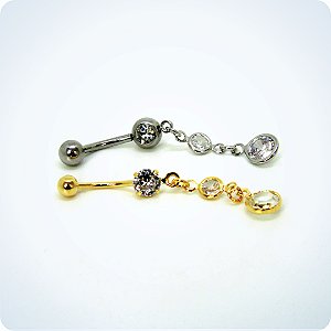 BANANA BELL - 3 PEDRAS. PINGENTE REDONDO. (Unid.)