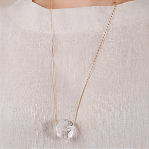 Colar Cristal com Corrente Banhada a Ouro