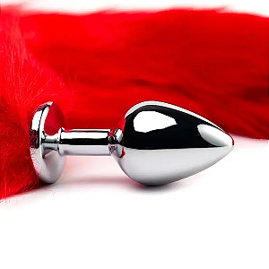 Plug Anal Rabo De Raposa Vermelho 40 Cm Tamanho M
