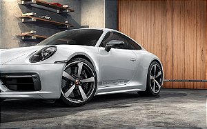 Faixa Lateral Decorativa "PORSCHE" na cor Prata