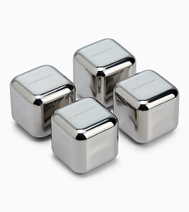 Conjunto de 4 Cubos de Gelo em Aço Inoxidável