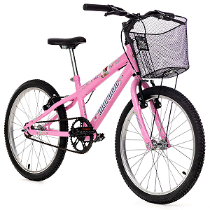Bicicleta Aro 20 MTB Com Cesta C23 V-Brake Sweet Girl  Rosa - Mormaii