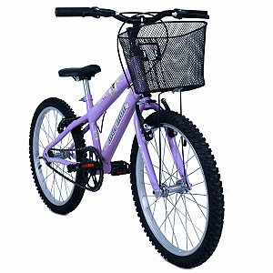 Bicicleta Aro 20 MTB Com Cesta C23 V-Brake Sweet Girl  Lilas - Mormaii