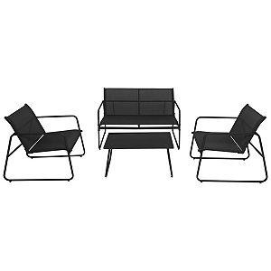 Conjunto de Mesa para Jardim Weekend Preto 4Pçs 83507 Bel