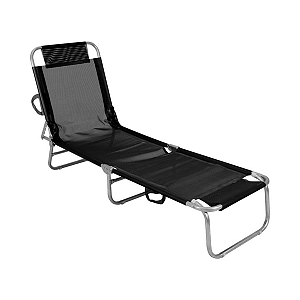Espreguiçadeira em Alumínio e Textilene Preta Bel