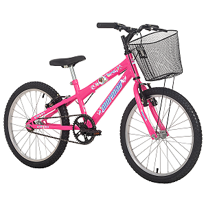 Bicicleta Aro 20 MTB Com Cesta C23 V-Brake Sweet Girl Rosa Chiclete - Mormaii