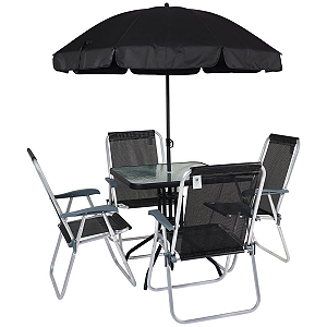 Conjunto Petrópolis 4 Cadeiras em Alumínio Preto Bel