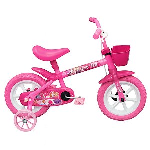 Bicicleta Infantil Track Arco Íris P Rosa Aro 12 com Cestinha e Rodinhas