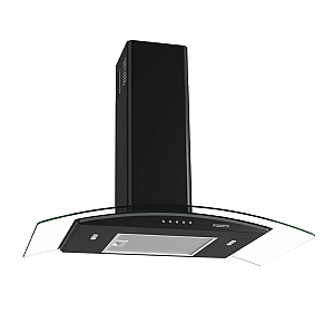 Coifa Parede Vidro Curvo CVC Clean 80cm Fogatti Preta com LED e 3 Velocidades 127V