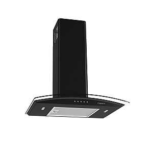 Coifa Parede Vidro Curvo CVC Clean 60cm Fogatti Preta com LED e 3 Velocidades 127V