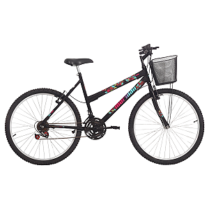 Bicicleta Mormaii Safira Aro 26 18V Freio V-Brake Quadro Aço Carbono Preta