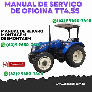 MANUAL DE SERVIÇO DE OFICINA TRATORES TT4.55 TT4.65 TT4.75 NEW HOLLAND