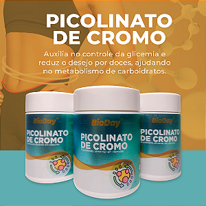 Picolinato de Cromo - Frasco 60 Comp. kit com 3 frasco.