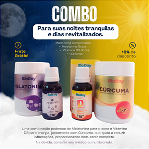 Melatonina Comprimidos + Melatonina Gotas + Vitamina D3 Gotas + Cúrcuma
