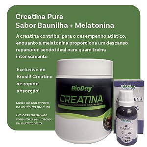 Desempenho máximo e descanso reparador (Creatina Rápida Absorção, Melatonina Gotas)