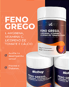Feno Grego, L-Arginina, Vitamina C, Licopeno, Cálcio - Frasco 60 Comp. 1 Unidade.