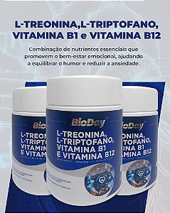 L-Treonina, L-Triptofano, Vitamina B1 e B12 - Frasco 60 Comp. 1 Unidade.