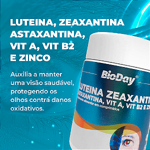 Luteína, Zeaxantina, Astaxantina, Vitamina A, B2, Zinco - Frasco 60 Comp. 1 Unidade.