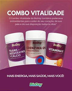 Trans-Resveratrol + Cálcio, Coenzima Q10 (Ubiquinona) e Vitamina E. KIT VITALIDADE
