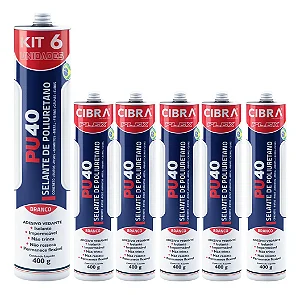 Kit 06 Selantes PU 40 Selante de Poliuretano Adesivo Vedante Cibra Flex Branco