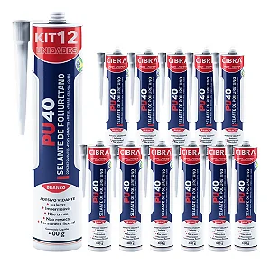 Kit 12 Selantes PU 40 Selante de Poliuretano Adesivo Vedante Cibra Flex Branco