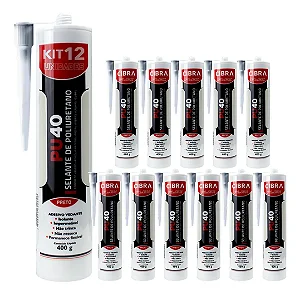 Kit 12 Selantes PU 40 Selante de Poliuretano Adesivo Vedante Cibra Flex Preto