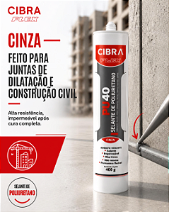 Kit 2 Selantes Poliuretano PU 40 Cinza 400g
