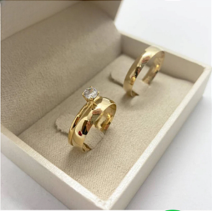Par de Alianças boleada 4mm + Solitario de brinde💍💎