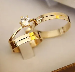 Par de Alianças Rio de Janeiro 6mm + Solitario 💍