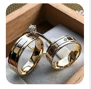 Par de Alianças Arpoador 9mm +Solitario 💍