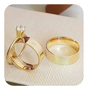 Par de Alianças Reta 8mm C/ Cristal+ Solitario 💍