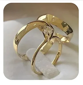 Par de Alianças boleada 6mm C/ Cristal+Solitario 💍