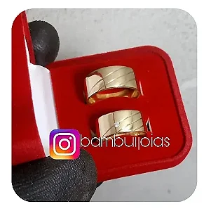 Par de Alianças Florença 9mm + Solitario 💍