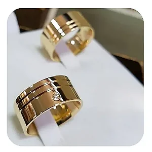 Par de Alianças Noruega 10mm + Solitario 💍