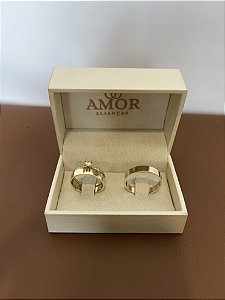 Par de Alianças Reta 6mm+Solitario de brinde💍