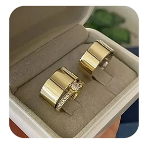 Par de Alianças Reta 10mm+Solitario💍