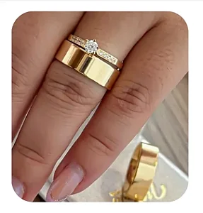 Par de Alianças Reta 8mm+Solitario de brinde💍