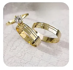 Par de Alianças Reta 6mm 2 Frisos +Solitario de brinde💍
