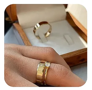 Par de Alianças chanfrada 6mm c\Cristal +Solitario de brinde💍