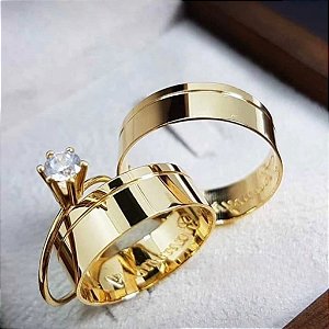 Par de Alianças 8mm Reta C\ Friso lateral + aparador 💍