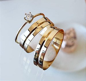 Par de Alianças Pontal 6mm+ Solitario de brinde💍