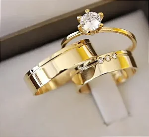 Par de Alianças Viena 8mm + Solitario de brinde 💍